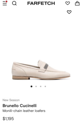 New Auth Brunello Cucinelli Flat Monili-Strap Leather Loafer