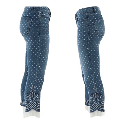 DG2 Diane Gilman Stretch Embroidered Jean Bead Fringe Midtone Dot