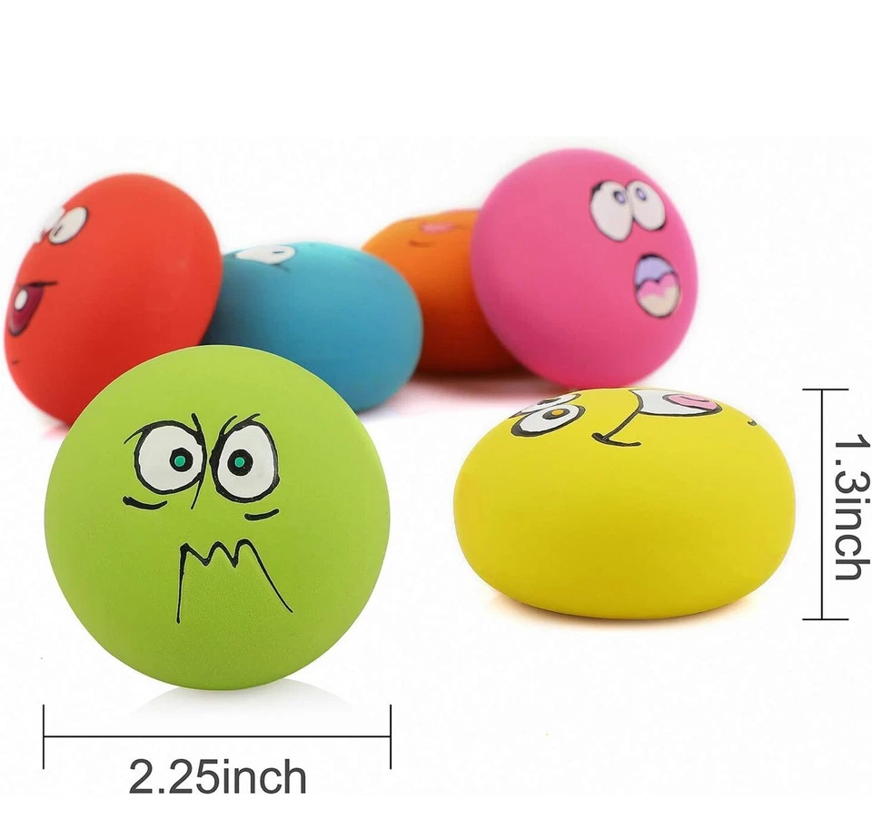 Squeaky Dog Toys Latex Rubber Soft Fetch Play Pet Balls Small Medium Dogs 6 PCS - Image 2 of 4