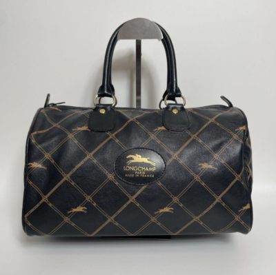 VINTAGE Used LONGCHAMP Mini Boston Hand bag Leather Brown VINTAGE Used LONGCHAMP Mini Boston Hand bag Leather Brown
