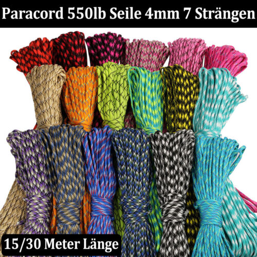 Cuerda fuerte Paracord 50 100 pies 7 hilos cable de núcleo 550 paracaídas Bushcraft senderismo - Imagen 7 de 189
