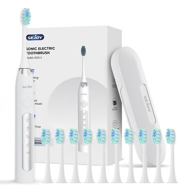 SEJOY Sonic Elektrische Zahnbürste 10Bürstenköpfe 5Mode mitReisekoffer Aufladung