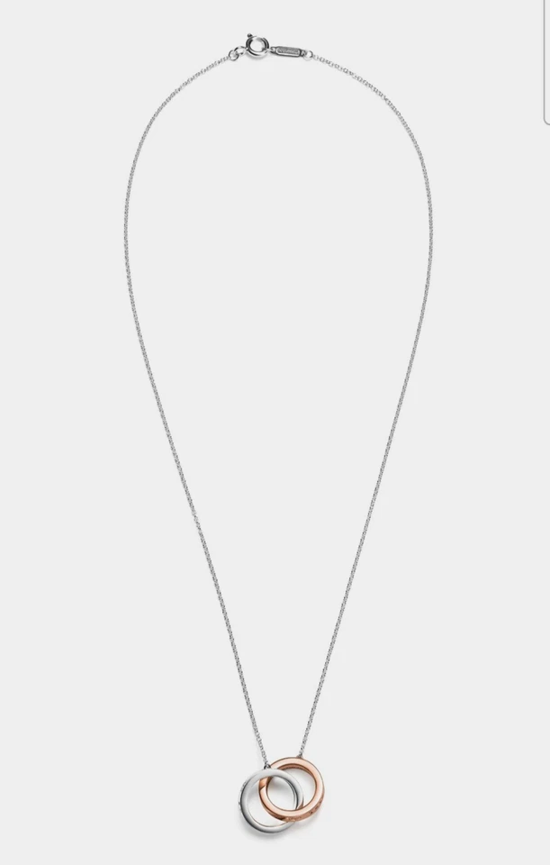 Collar Tiffany & Co 1837 Oro Rosa 18K Plata Círculos Entrelazados Colgante 16" Foto 4 de 4