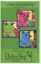 Quilted Frog Paper Doll Animal Fun Pig Cat Fish Bug 18 x 17 Applique Pattern