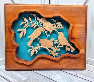 Handcrafted Laser Cut 3D Wood Wall Art 'Perched Birds On Branches' Layered  Wood | eBay