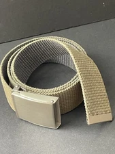 Mens Khaki Web Belt Military Style Nylon Adjustable One Size Casual Workwear
