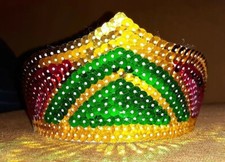 1 Point Gold Multi Sequin Tiara Dance Ballet Headpiece headband Vtg Flower Girl