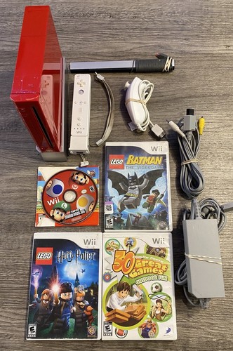 Nintendo Wii Limited Edition Red Console With Games Super Mario Bros - Picture 7 of 10