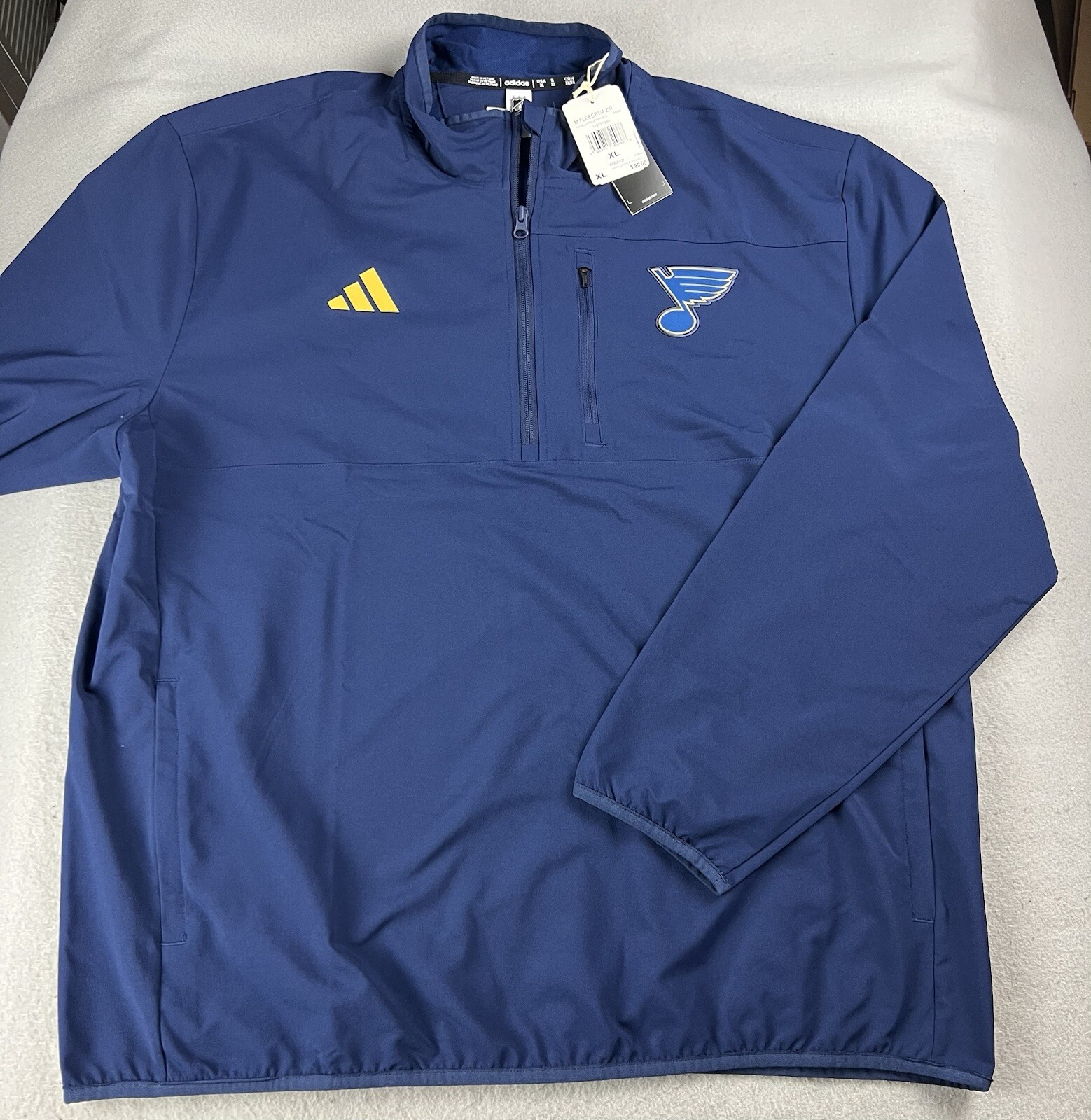 Adidas Men’s St. Louis Blues 1/4 Zip Performance Pullover Hockey NHL Size XL NWT