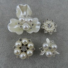 FLOWER Rhinestone Faux Pearl Shoe Charms Shoes Lot 4 Luxury Pearls Rhinestones