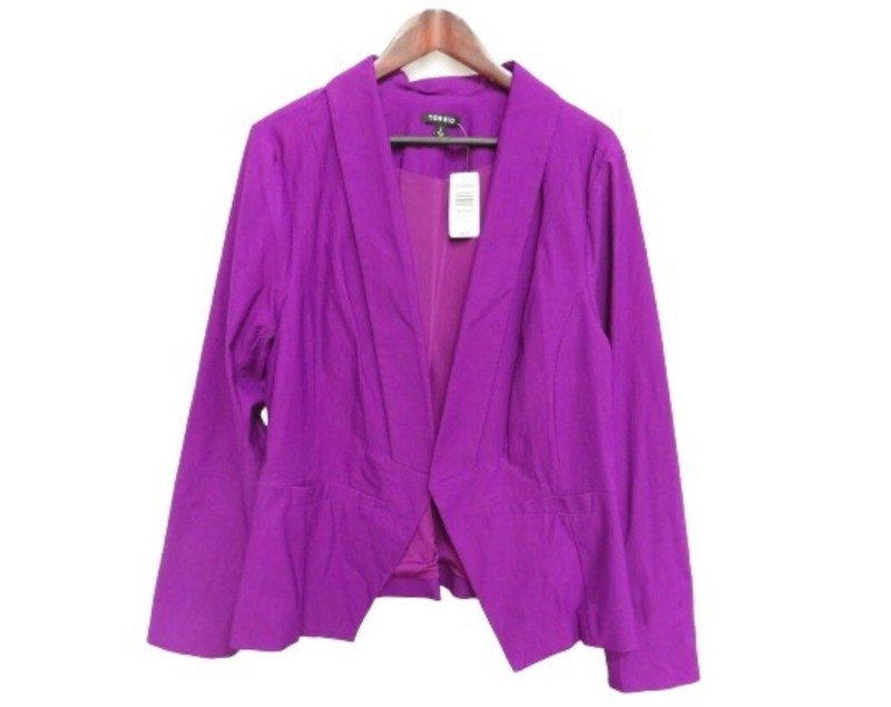 NWT Torrid eggplant color Open Blazer 3/4 Sleeve Jacket Easter Size 1X