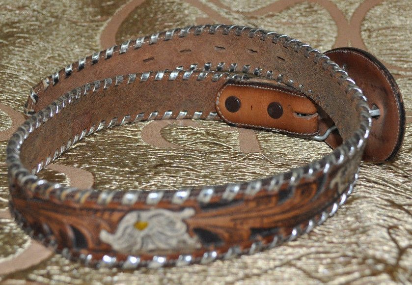 NEW NOS Tony Lama Western Brown Leather Concho Belt Country  display picture 1
