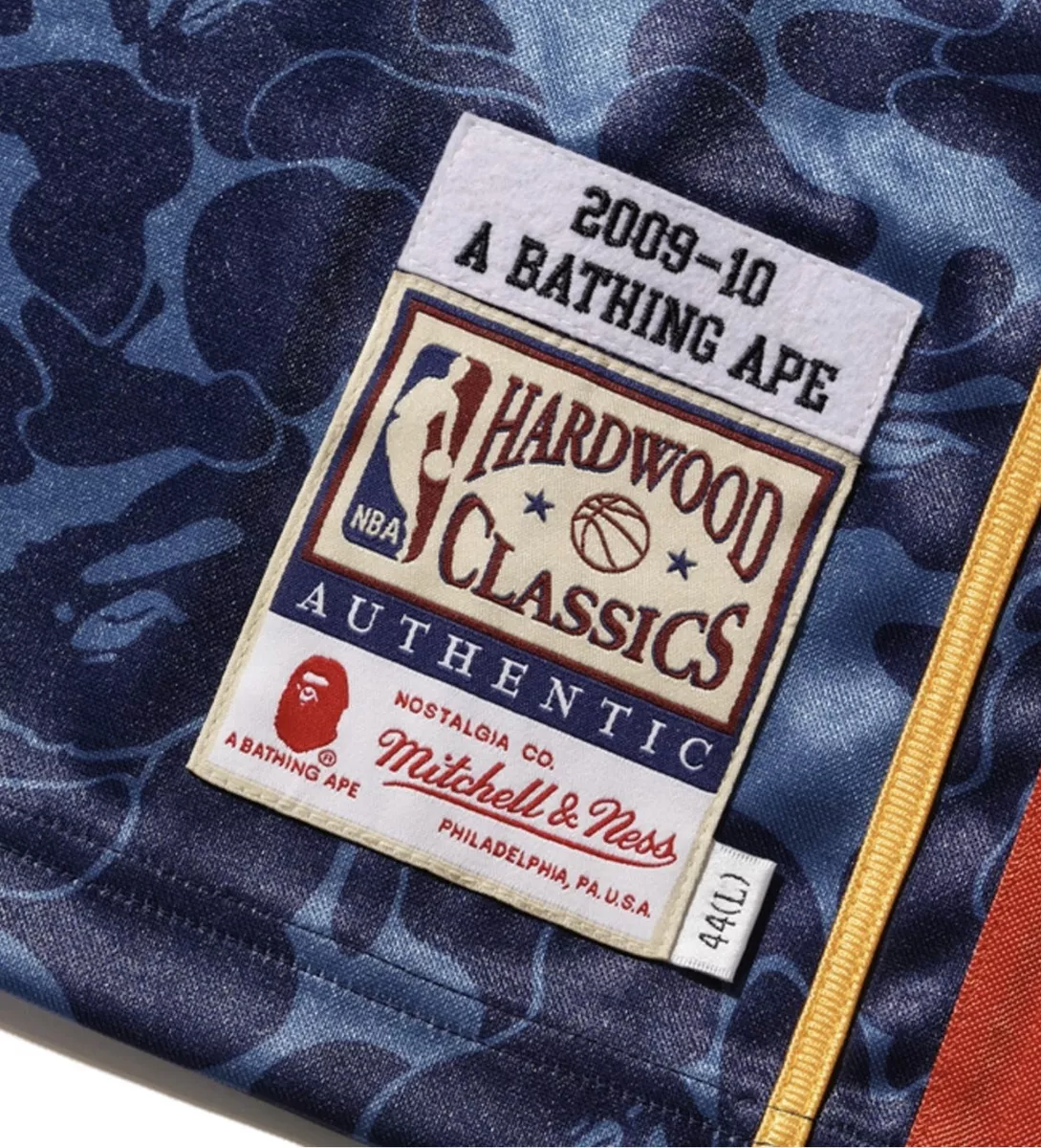 BAPE x Mitchell & Ness Warriors ABC Basketball Authentic Jersey Navy -  Medium