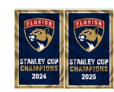 Florida Panthers 2024 2025 NHL Hockey Championship Banners 3x5 Ft Flag Set of 2