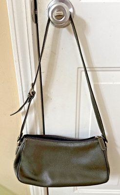 Talbots Classic Leather Tote Shoulder Bag Brown Silver Hardware