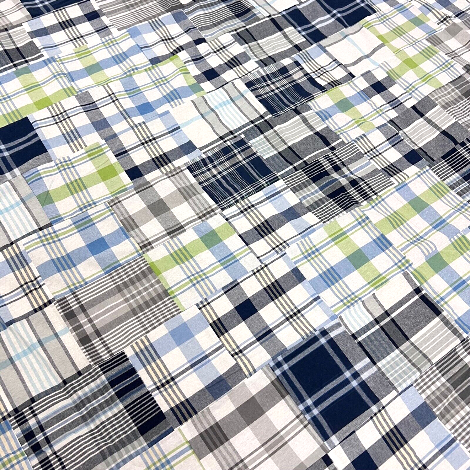 Handmade Blue Madras Plaid Scrappy Cotton Patchwork Queen Size quilt ...