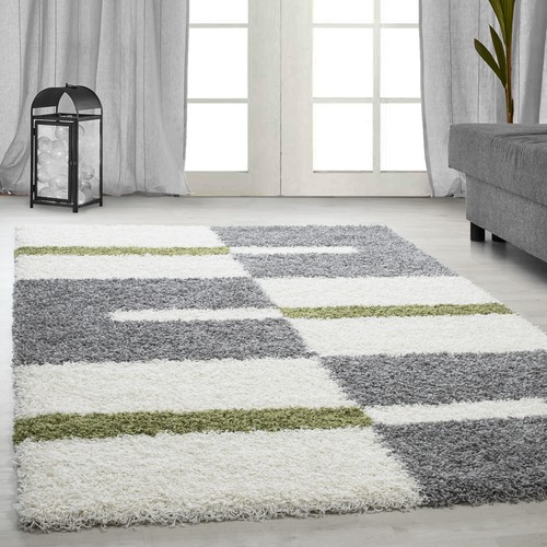 Designer Hochflor Teppich Karo Design Langflor Shaggy Teppich Wohnzimmerteppich - Picture 9 of 64