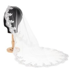 First Holy Communion Veil Floral and Lace Veil for GirlsWhite37 Inches