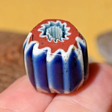 Antique Venetian Seven Layer Chevron Italian Drawn Cane Glass Bead African Trade