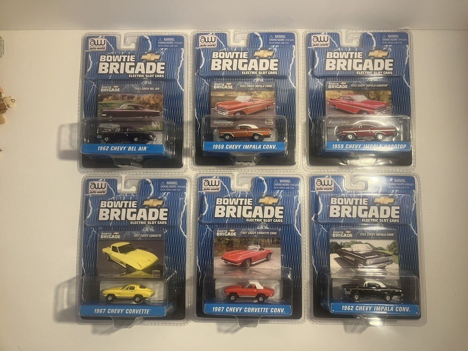 auto world slot cars bowtie brigade lot of 6 impalas(3) corvettes(2
