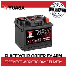 12V Car Battery, Type 063, Yuasa YBX3063, 45Ah 440CCA Sealed Calcium