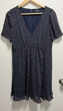 Madewell Flutter-Sleeve Ruffle-Hem Dress in Sugar Dot Size 4 