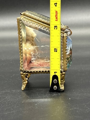 Antique Cascade Glass & Metal Bijouterie Jewelry Box - Picture 13 of 16