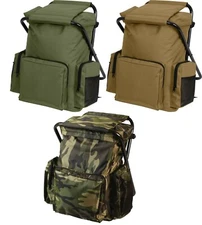Travel Backpack with Stool Combo Camping Bag Hiking Pack Camo Knapsack Chair