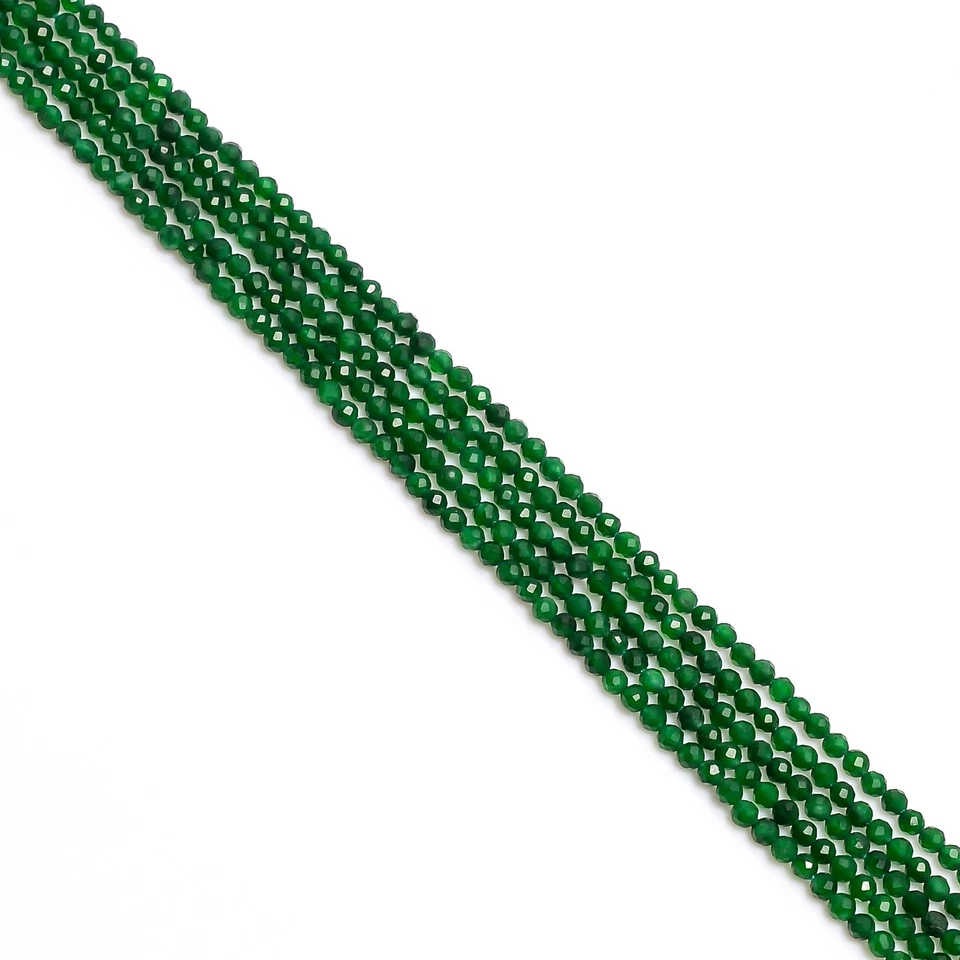 Cuentas rondelle redondas facetadas de jade verde natural de 2 mm para joyería de 33 cm EB-29 Foto 2 de 2