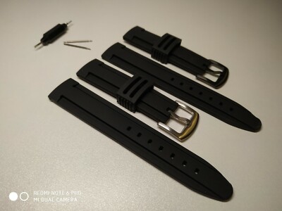 For U-BOAT/SPINNAKER watch Rubber Silicone Strap Band buckle 20 22 24 mm black