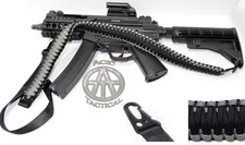 Tactical 550 Paracord Rifle Gun Shotgun Paintball 2 Point Sling (Grey / Black)