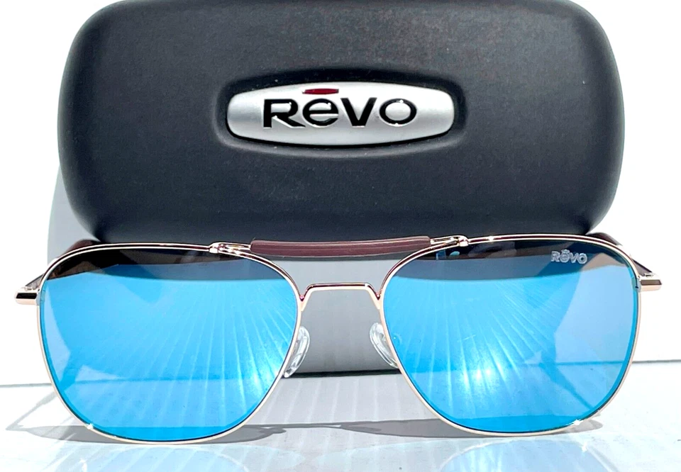 NUEVO REVO PIERSON Pulido Dorado POLARIZADO Lente Azul Gafas de Sol 1067 04 BL Foto 2 de 4