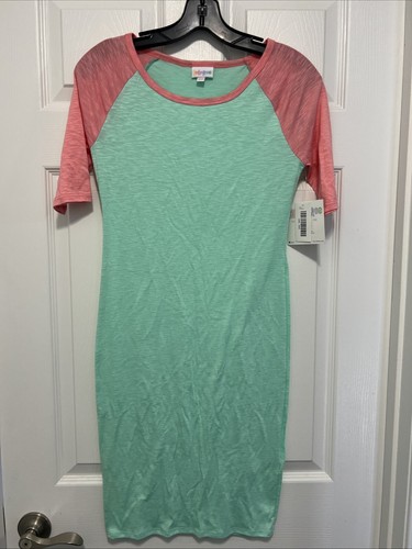 LULAROE Julia Sheath Dress Mint Green Melon Orange Women's XSS Lightweight - 第 1/5 張圖片