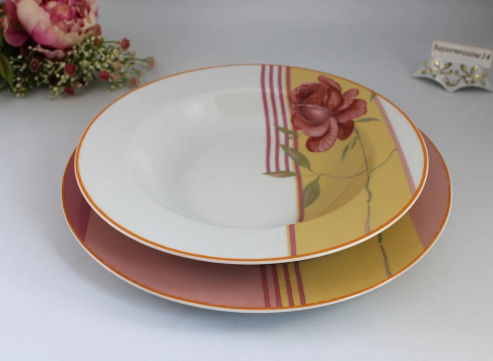CreaTable Porzellan - Speiseservice 12 tlg. Speiseteller + Suppenteller Rosen - Bild 2 von 4