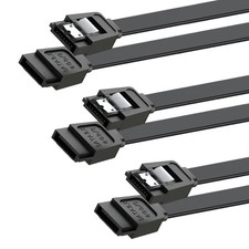 SATA Cable III for SSD HDD Data,3 PCS 6Gbps Straight Angle 15 Inch Sa...