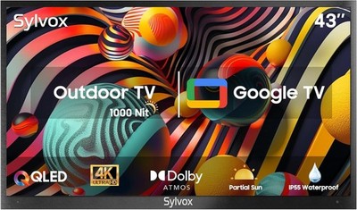 43'' Au?en Smart TV 4K QLED Fernseher Google TV Dolby Atmos halber Schatten