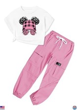 Girls' 2 Piece Casual Outfit Set, Drawstring Jogger Pants  Loose Crop Top 6-14Y