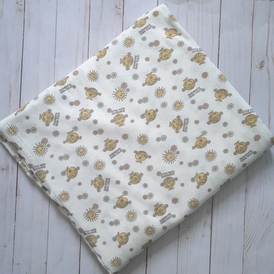 Vintage Little Miss Sunshine Knit Fabric White Yellow 65'' Wide 3 1/8 yards