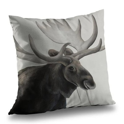 Begin Home Decor C1PC1414RYVTGE 14 x 14 in. Rustic Moose Deer Man Cave Poly T...