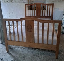 Arts and Crafts Oak Double Bed Frame with Prestige Mattress Base