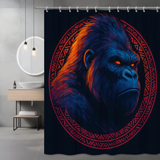 Gorilla Art Shower Curtain - Colorful Fabric Bathroom Decor