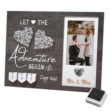 Engagement Gifts for Couple, Wedding Countdown Heart Thumbprint Picture Frame...