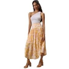 Anthropologie Maeve Printed Flounce Midi Skirt size M
