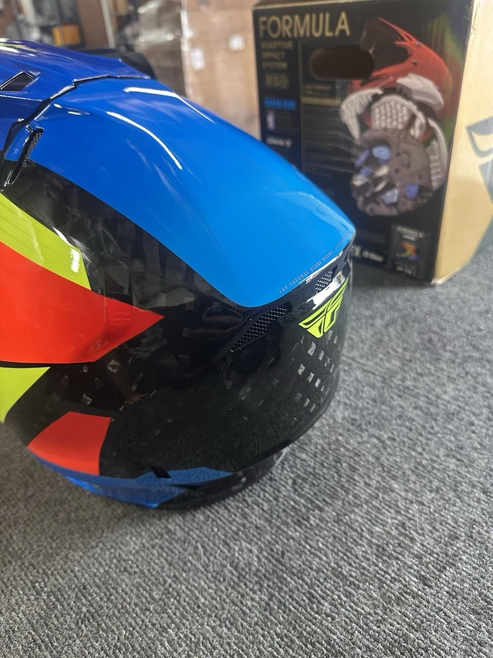 Fly Racing Formula Carbon Prim Helmet HI-Vis/Blue/Red Motorcycle Helmet XXL - Image 3 of 4