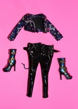 RAINBOW HIGH AINSLEY SLATER BLACK OUTFIT FAU LEATHER PANTS, BOOTS JACKET