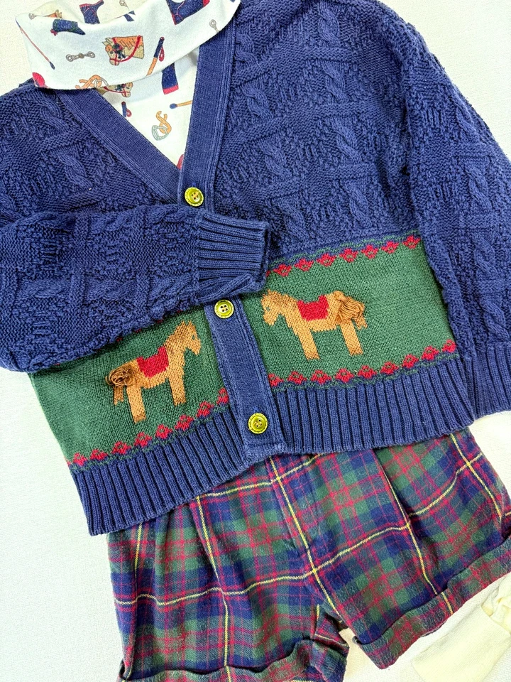 De Colección Hartstrings Niños Conjunto 24 M Suéter Pantalones Cortos Cuello Alto 4 Piezas Años 90 Y2K Caballos Foto 2 de 4