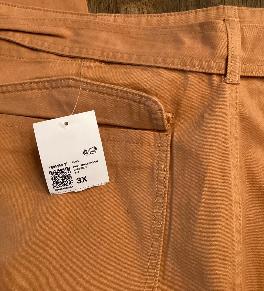 NUEVO CON ETIQUETAS Mujeres Forever 21 3X Castaño Pierna Ancha, Cinturón Cintura Alta Carga Costuras - Imagen 3 de 4