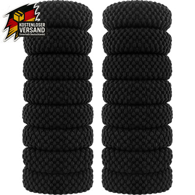 Schwarze Haargummis breit elastisch Baumwolle Haarbänder weich Damen Mädchen Set