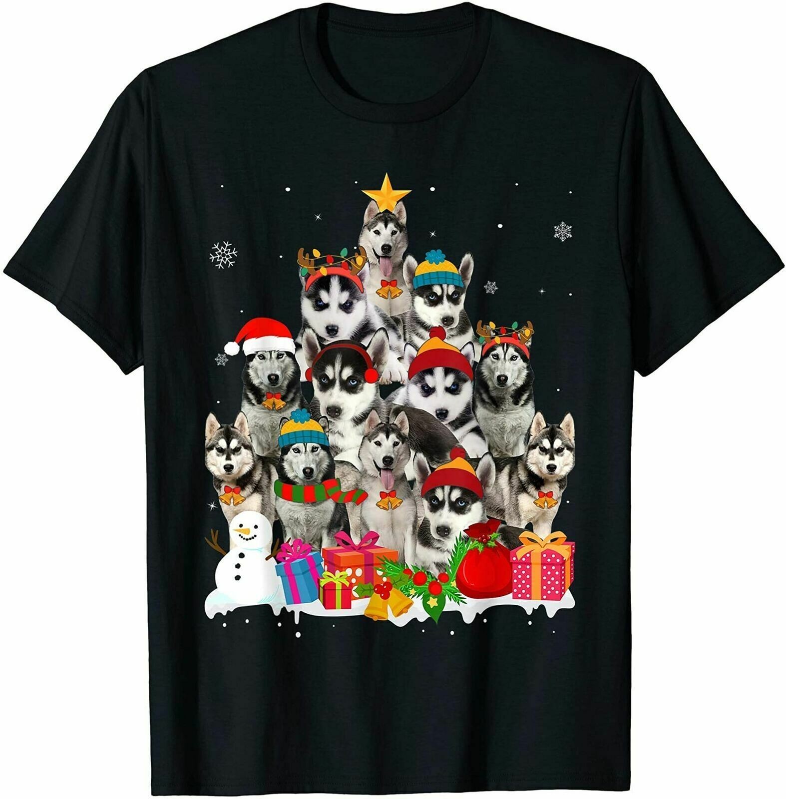 Christmas Tree Pet Dog Cotton Black S-234XL Men Women Classic T-Shirt
