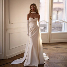 Mermaid Wedding Dresses Sweetheart Pleated Sleeveless Lace Up Back Customized